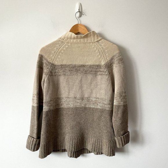 Patagonia 100% Lambswool Zip Up Cardigan Sweater Beige Cream Size Medium - Picture 4 of 6